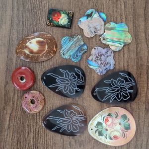 Assortment of Shell, Stone, and Porcelain Pendants